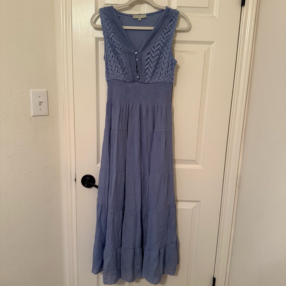 J gee Chic Sleeveless Blue Maxi Dress coastal vacation summer cruise